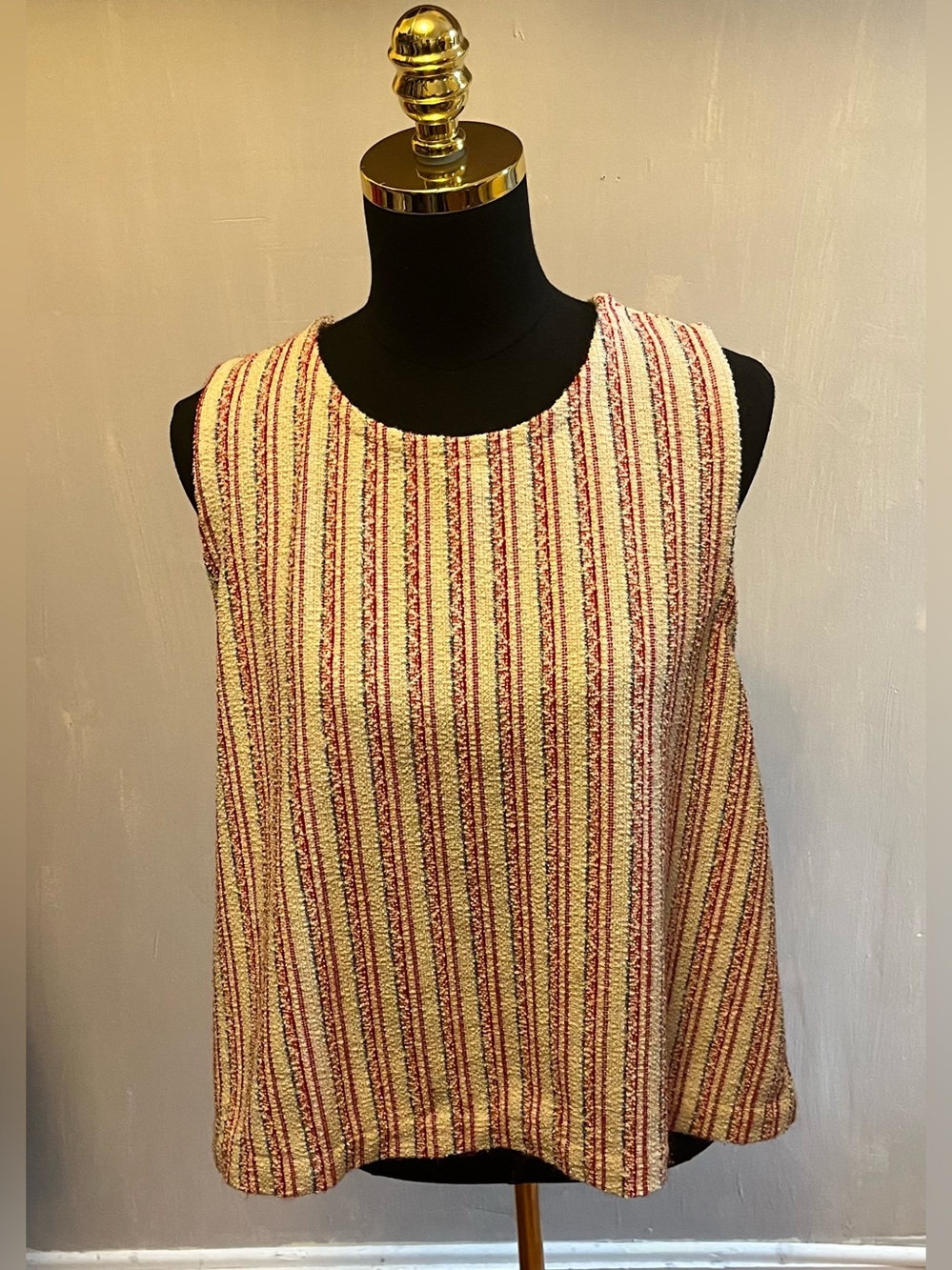 Madewell Boucle Stripe Cross Back Textured Knit Tank Top Size XL - Picture 2 of 10